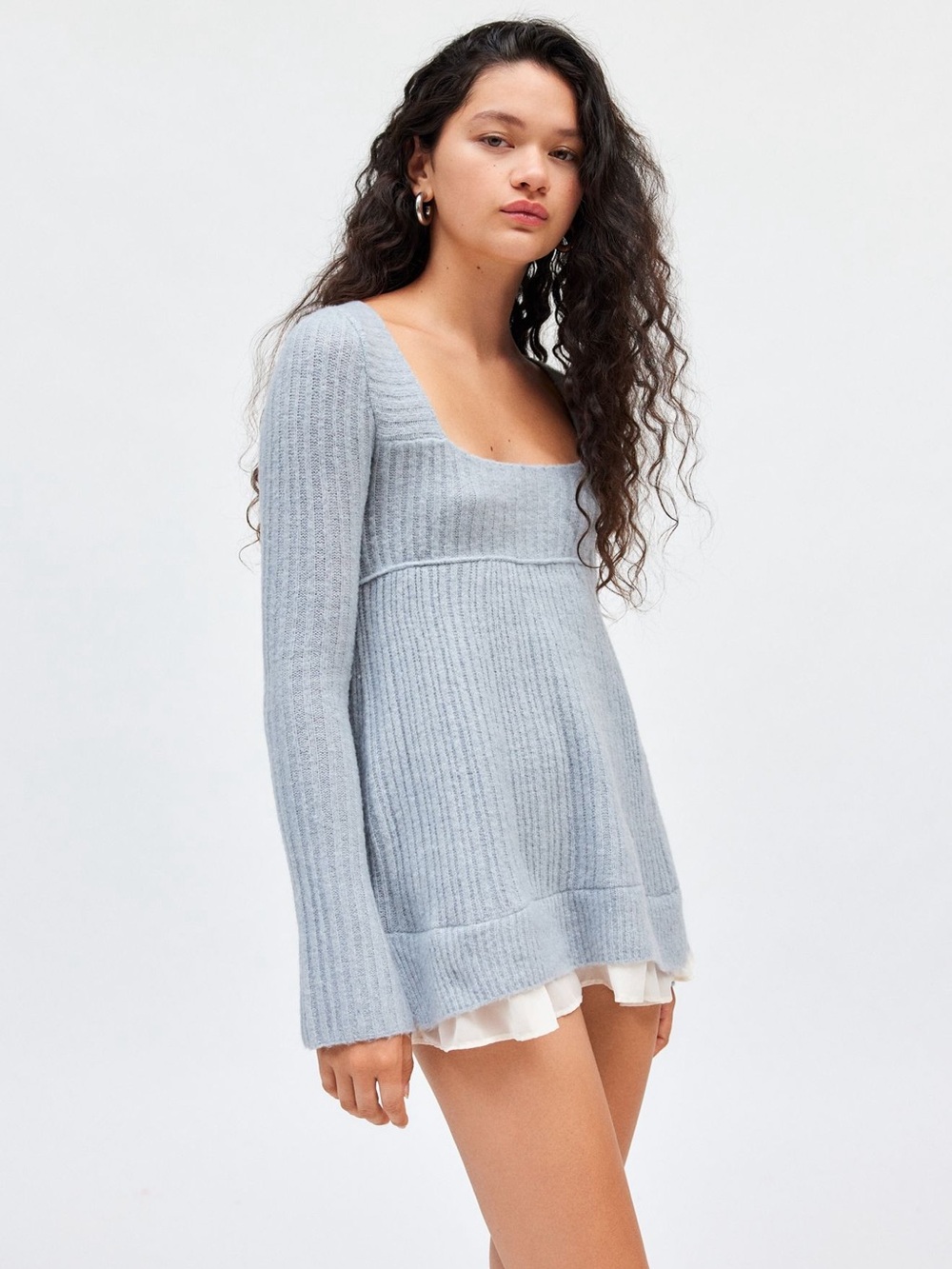 Urban Outfitters Kimchi Blue Hannah Ruffle Trim Babydoll Sweater